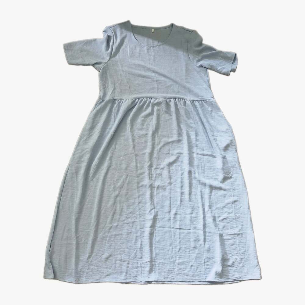 Light Blue Or Black Dress Babydoll  Dropped-Waist Crepe Lighteeight Beach Travel